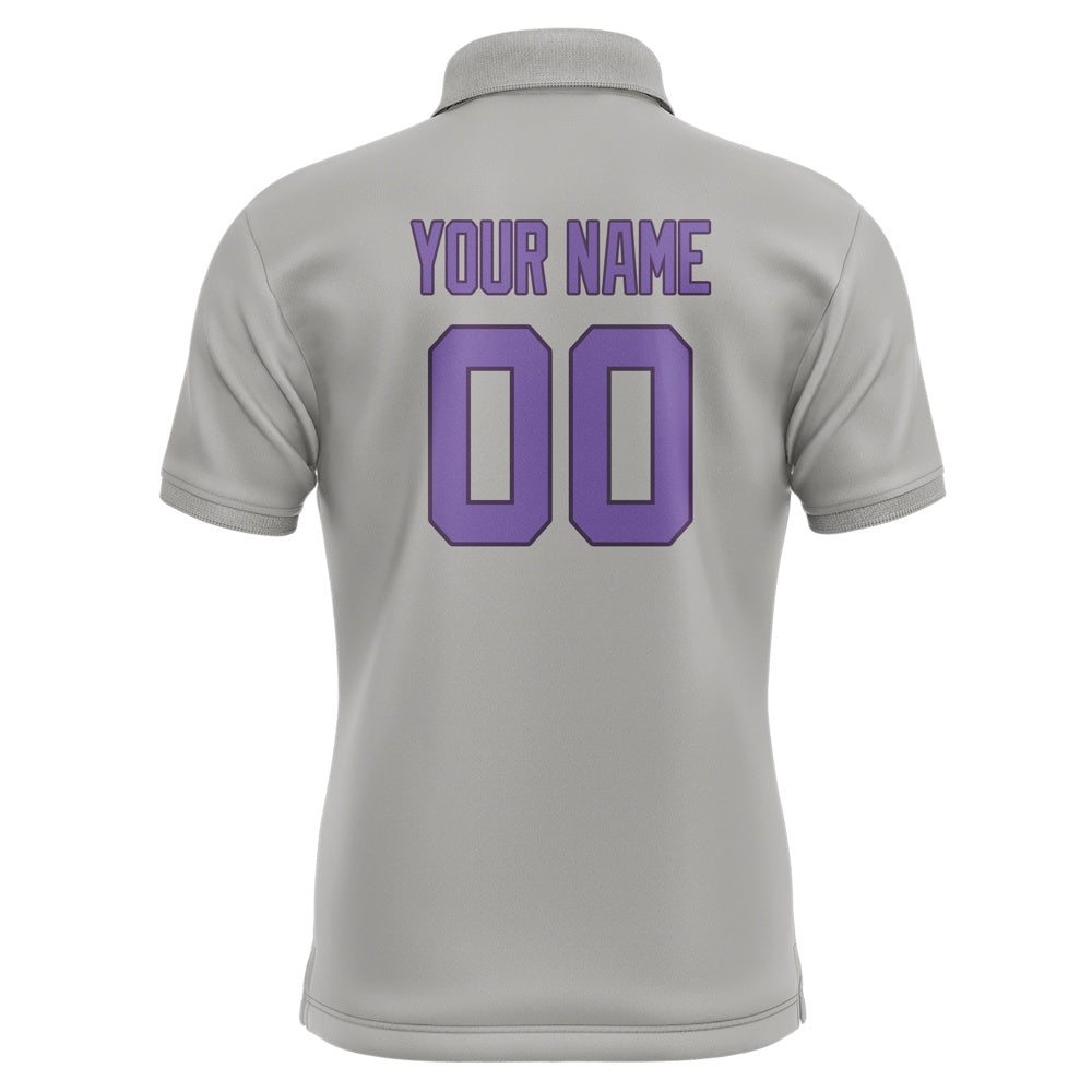 Custom Gray Light Purple Short-Sleeve Polo Shirt