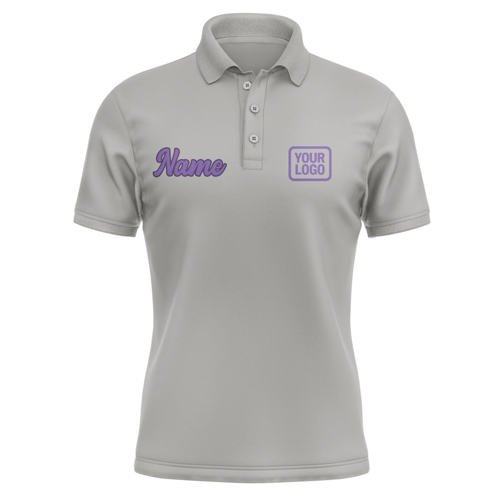 Custom Gray Light Purple Short-Sleeve Polo Shirt