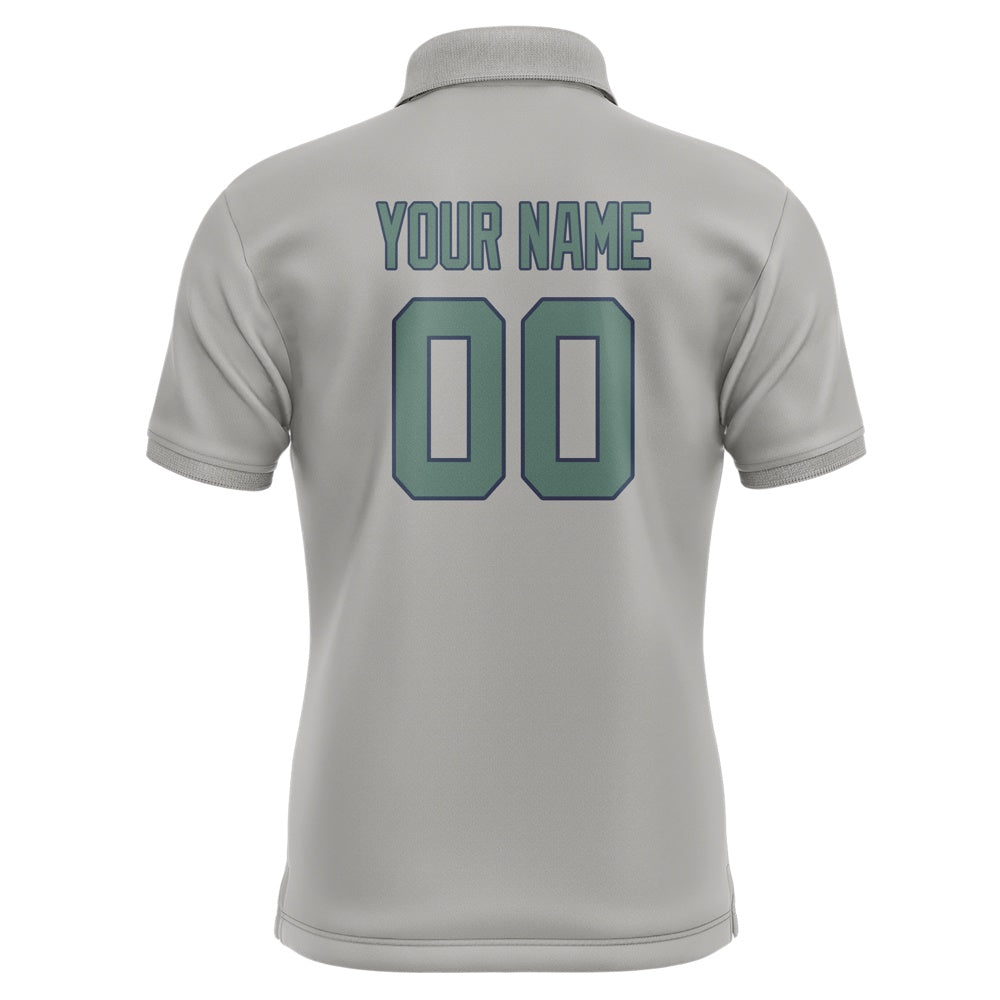 Custom Gray Blue Green Short-Sleeve Polo Shirt