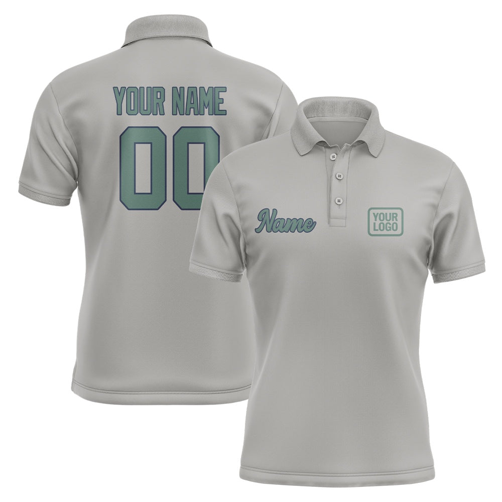 Custom Gray Blue Green Short-Sleeve Polo Shirt