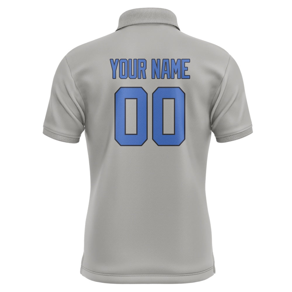 Custom Gray Sky Blue Short-Sleeve Polo Shirt