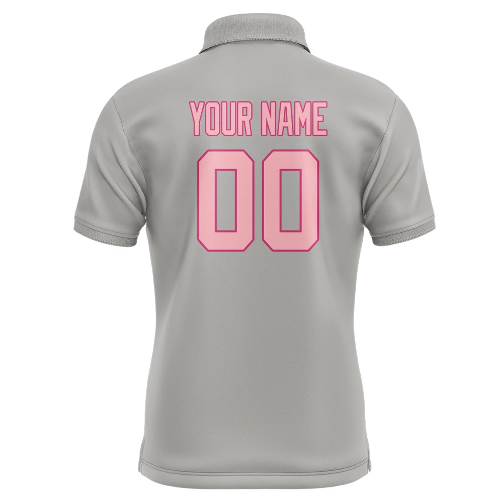 Custom Gray Light Pink Short-Sleeve Polo Shirt
