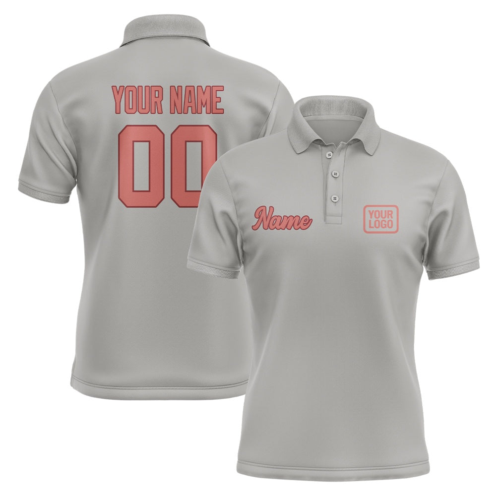 Custom Gray Copper Rose Short-Sleeve Polo Shirt