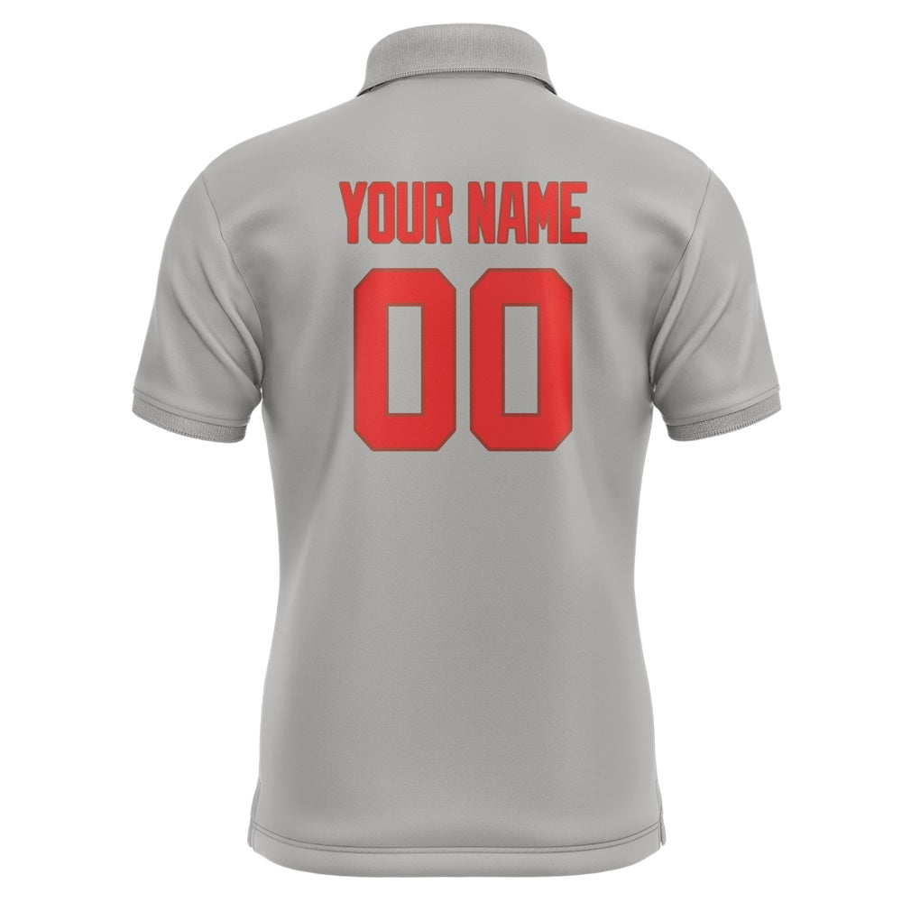 Custom Gray Orange Red Short-Sleeve Polo Shirt
