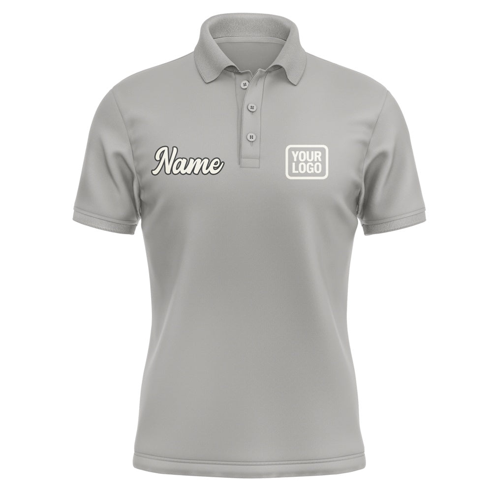 Custom Gray Cream Short-Sleeve Polo Shirt