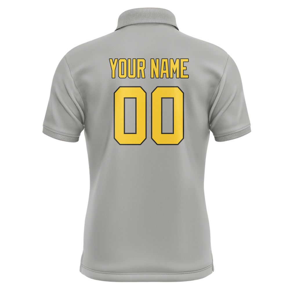 Custom Gray Gold Short-Sleeve Polo Shirt