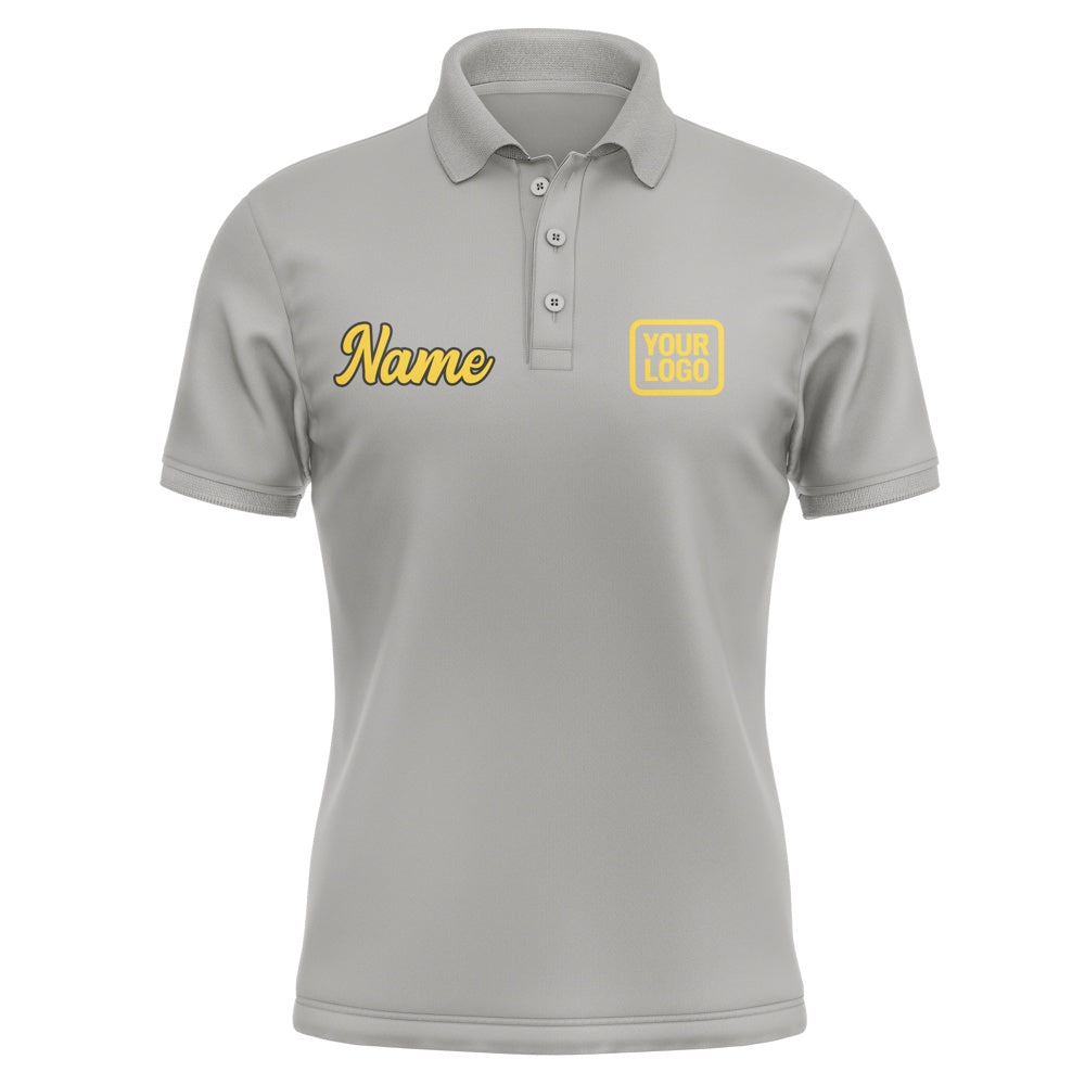 Custom Gray Gold Short-Sleeve Polo Shirt
