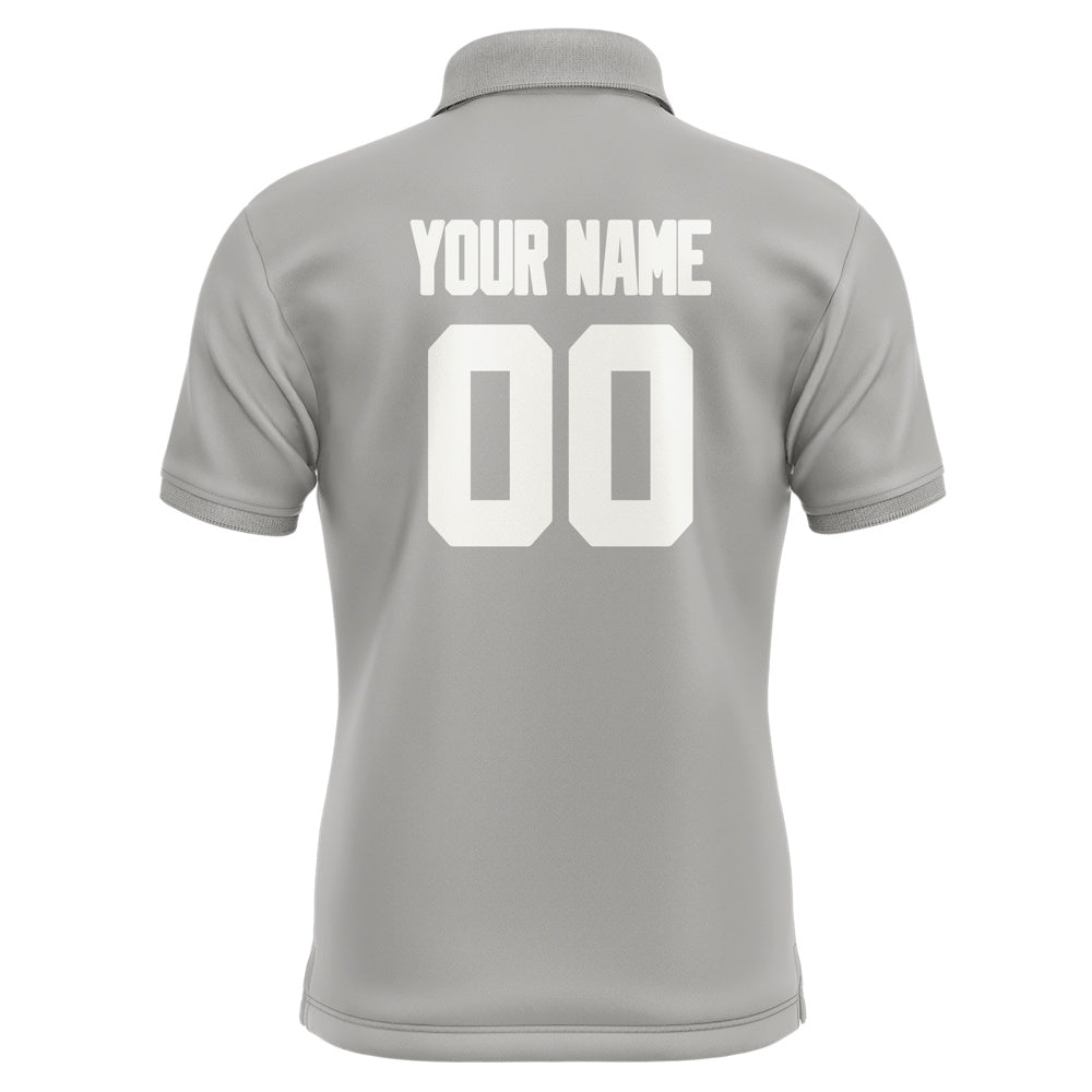 Custom Gray White Short-Sleeve Polo Shirt