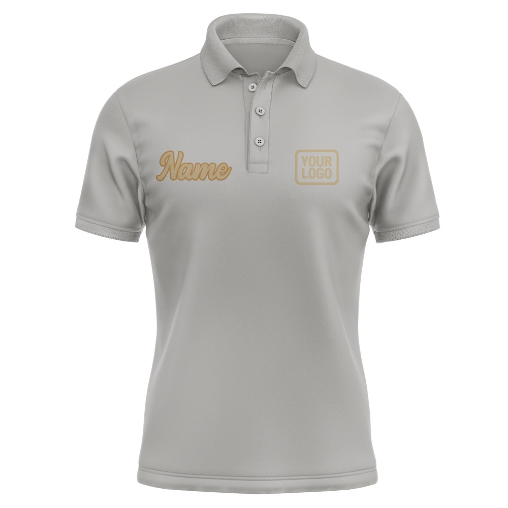 Custom Gray Light Khaki Short-Sleeve Polo Shirt