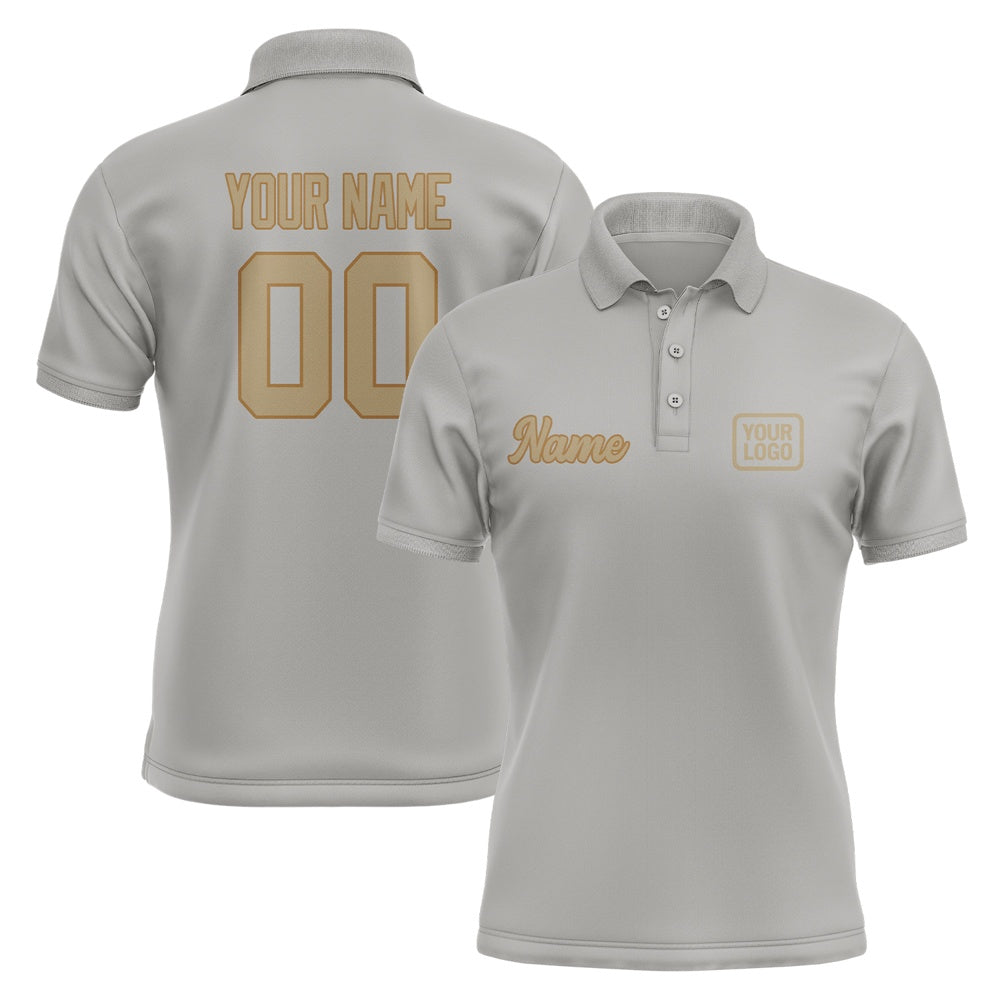 Custom Gray Light Khaki Short-Sleeve Polo Shirt