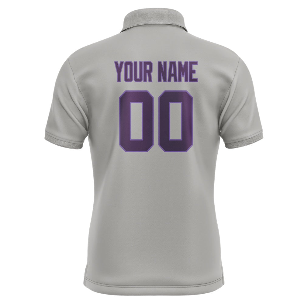 Custom Gray Purple Short-Sleeve Polo Shirt