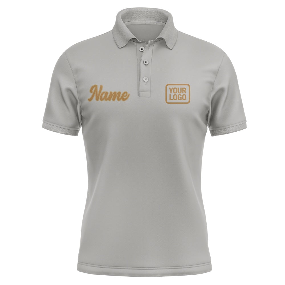 Custom Gray Khaki Short-Sleeve Polo Shirt
