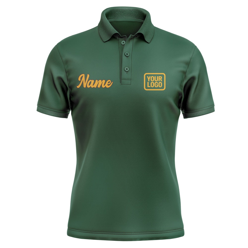 Custom Green Yellow Short-Sleeve Polo Shirt