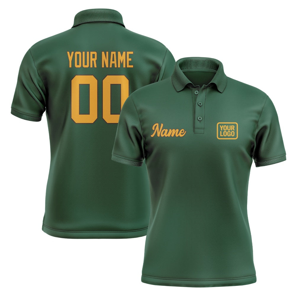 Custom Green Yellow Short-Sleeve Polo Shirt