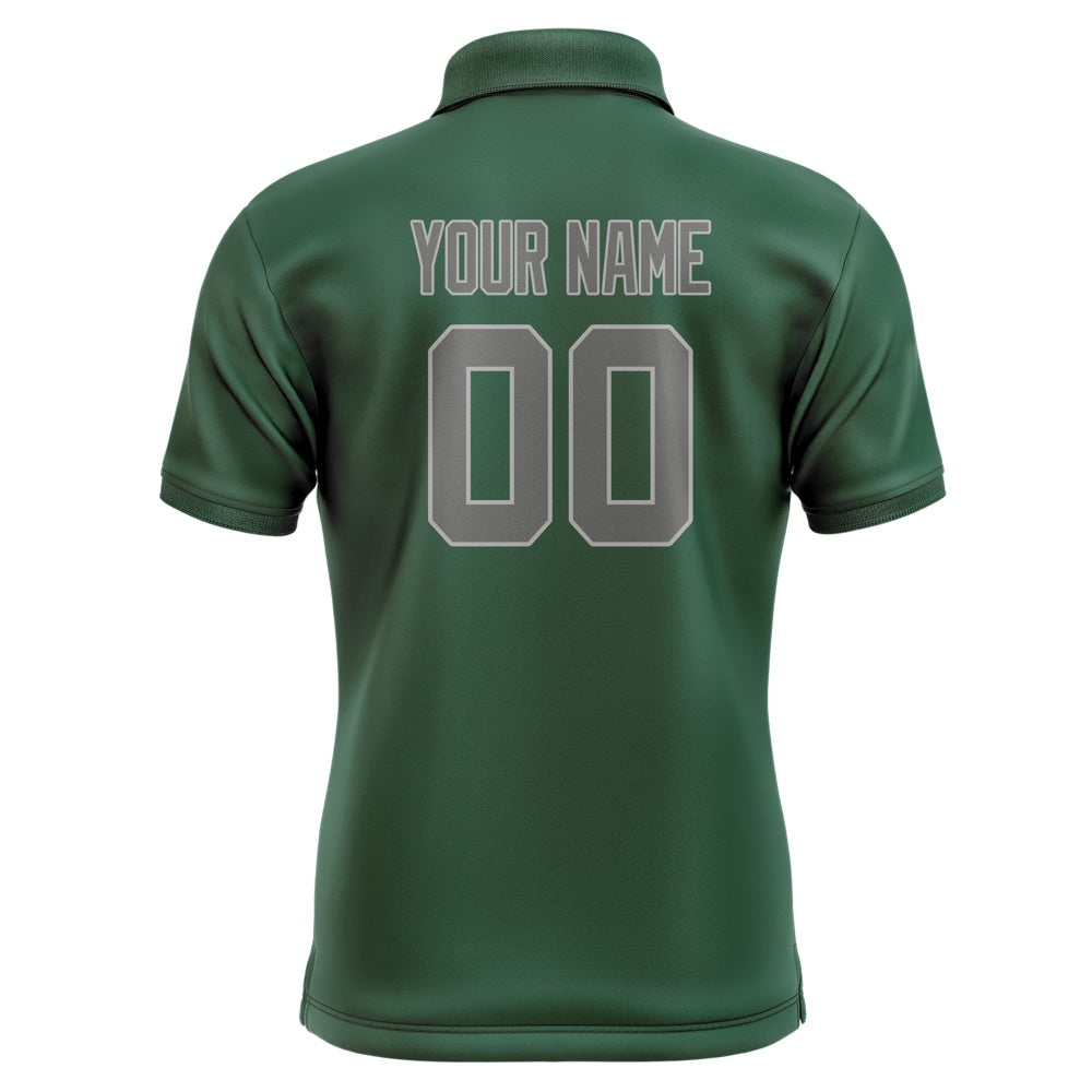 Custom Green Dark Grey Short-Sleeve Polo Shirt