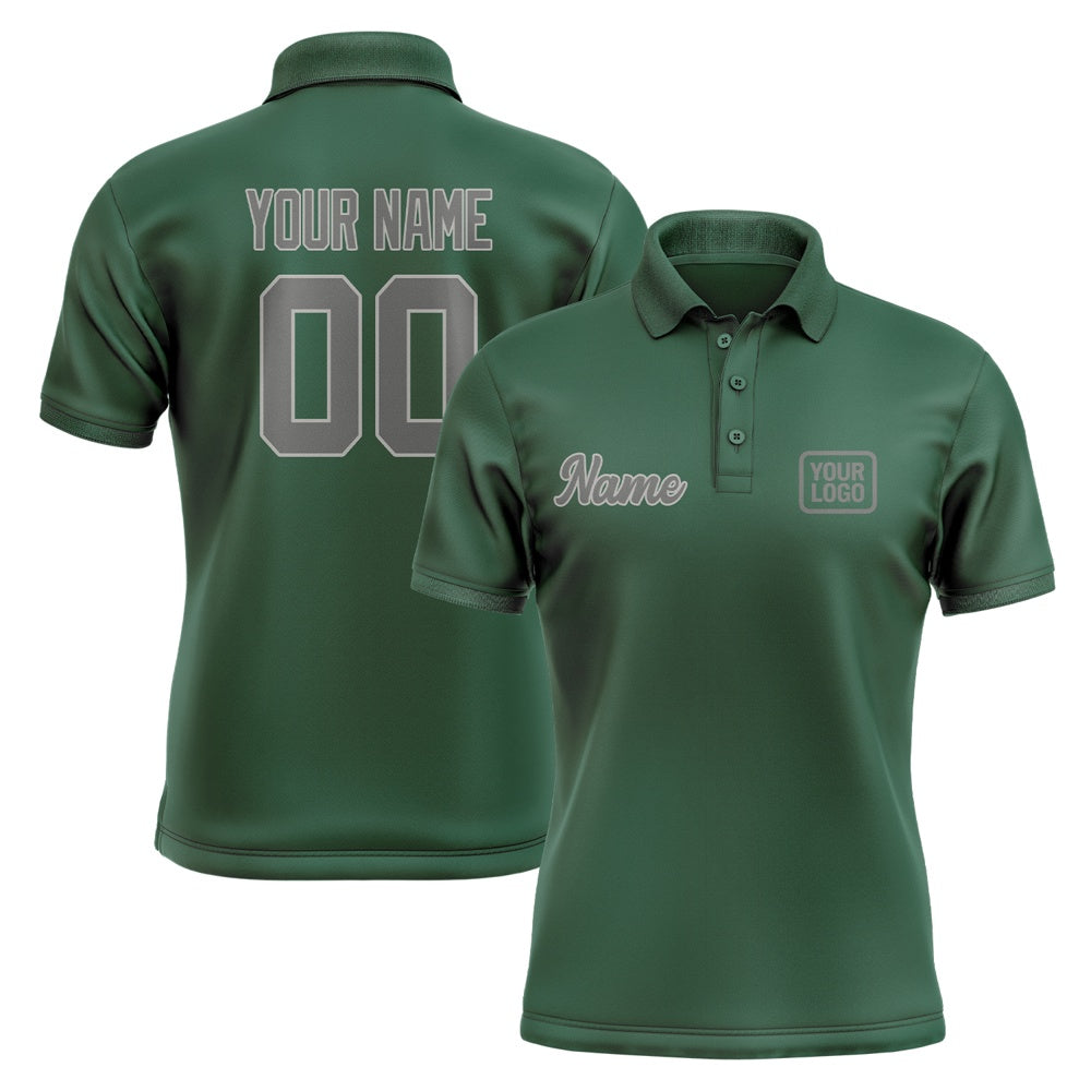 Custom Green Dark Grey Short-Sleeve Polo Shirt