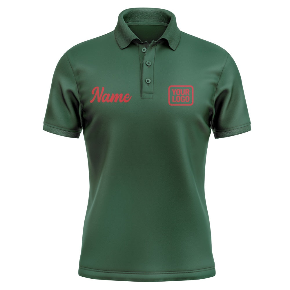 Custom Green Red Short-Sleeve Polo Shirt