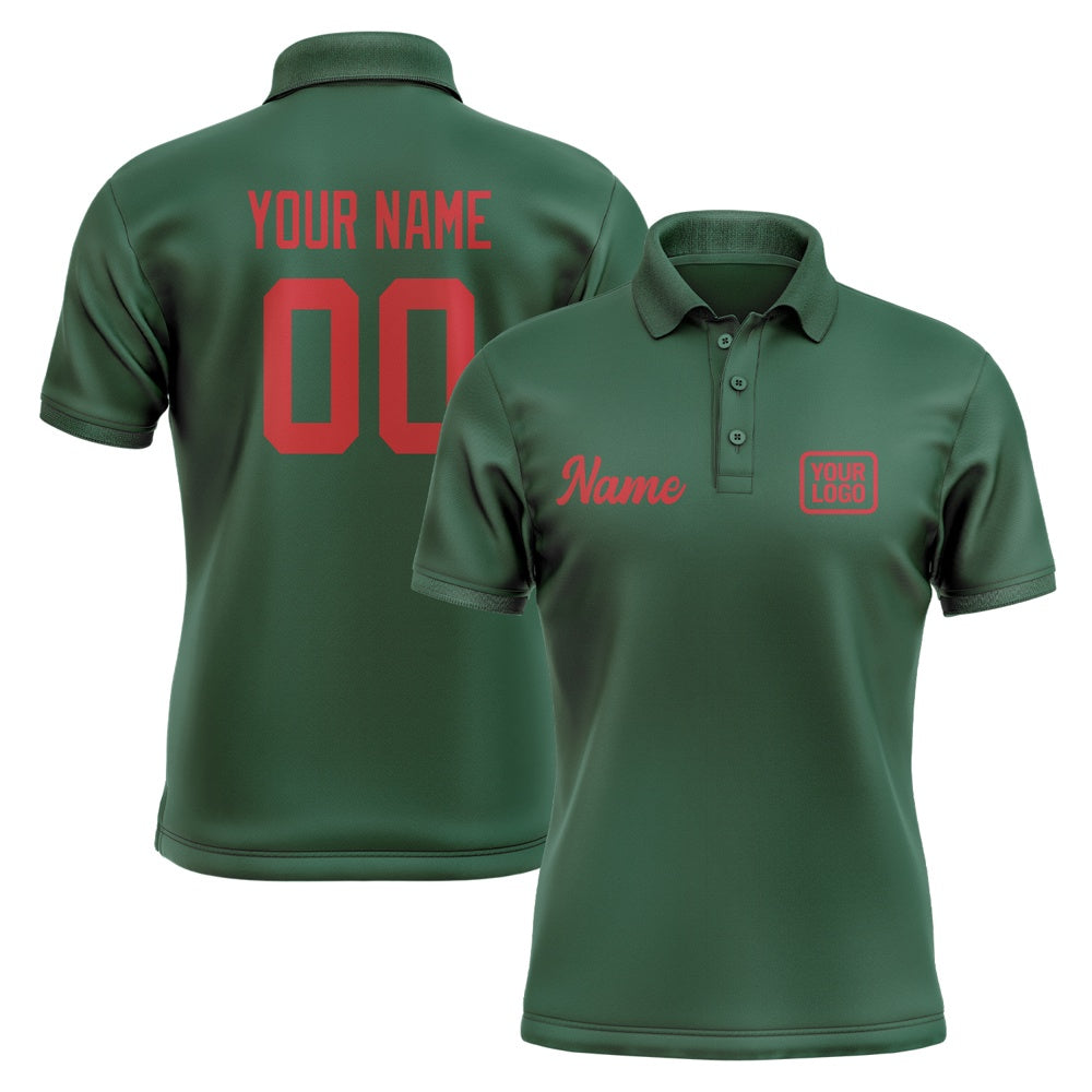 Custom Green Red Short-Sleeve Polo Shirt