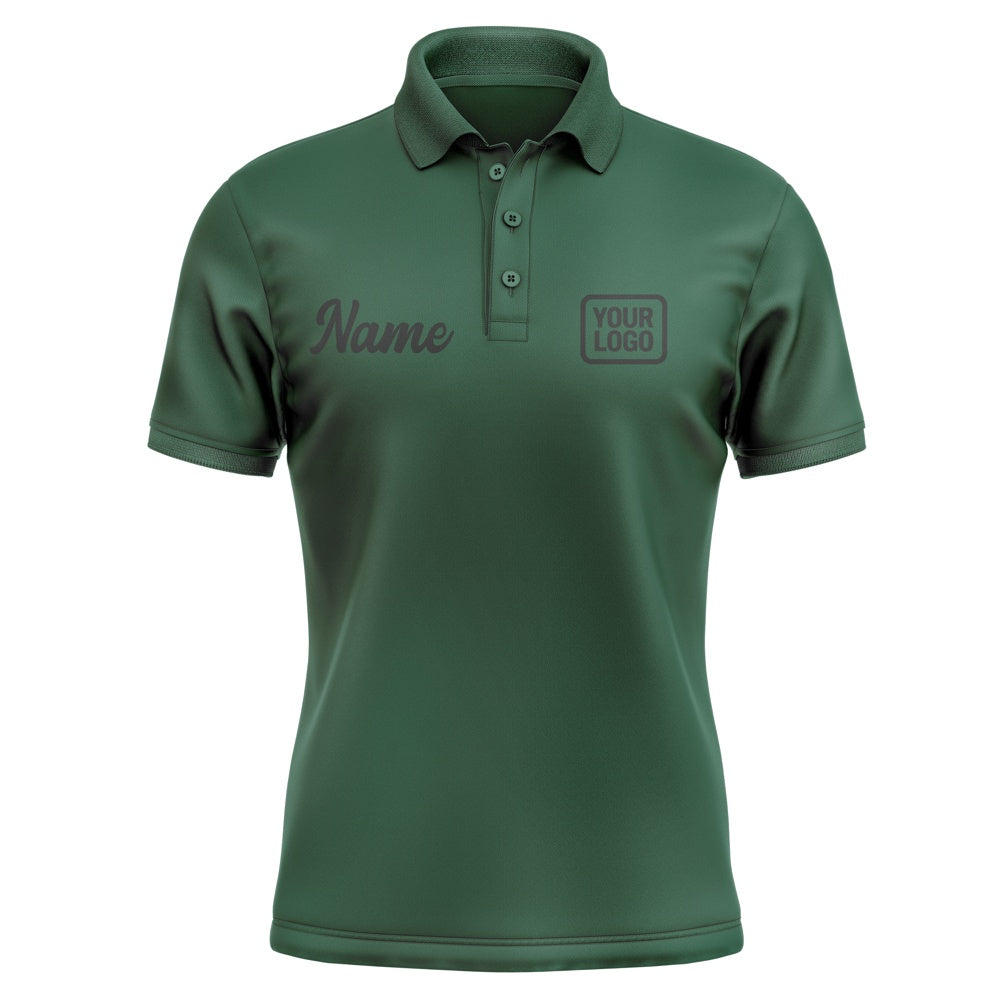 Custom Green Black Short-Sleeve Polo Shirt