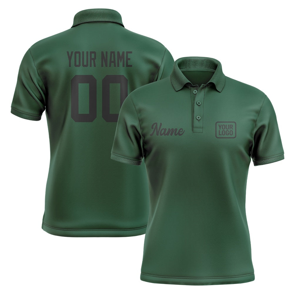 Custom Green Black Short-Sleeve Polo Shirt