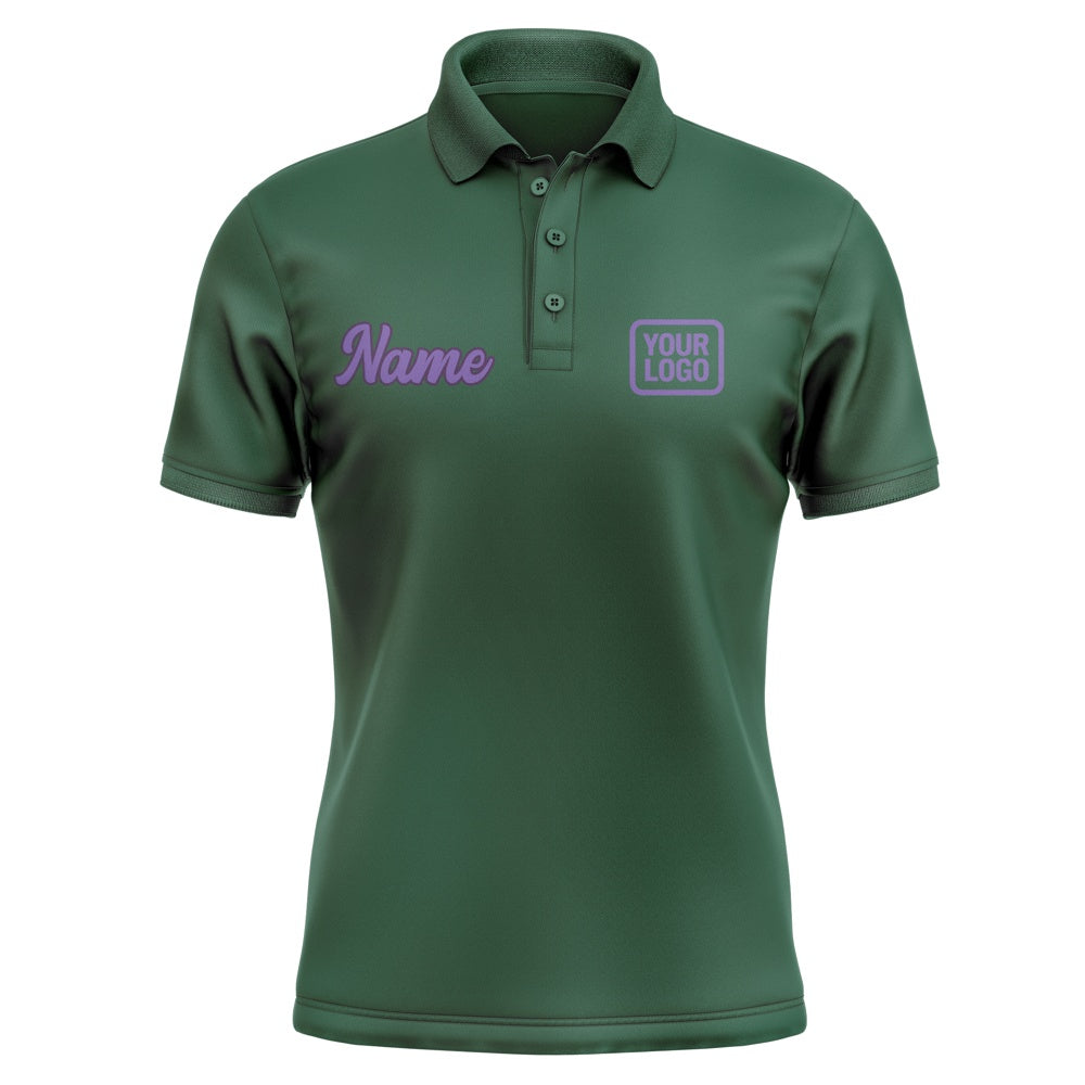 Custom Green Light Purple Short-Sleeve Polo Shirt
