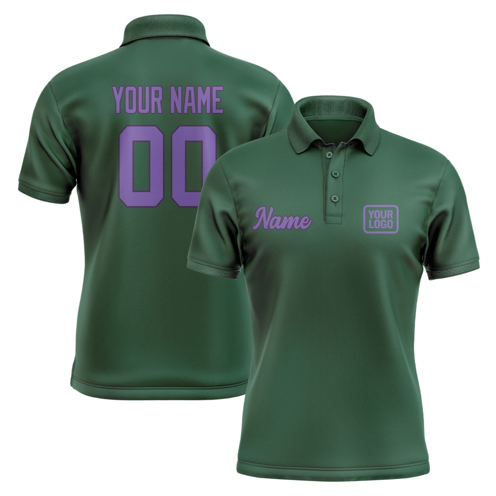 Custom Green Light Purple Short-Sleeve Polo Shirt