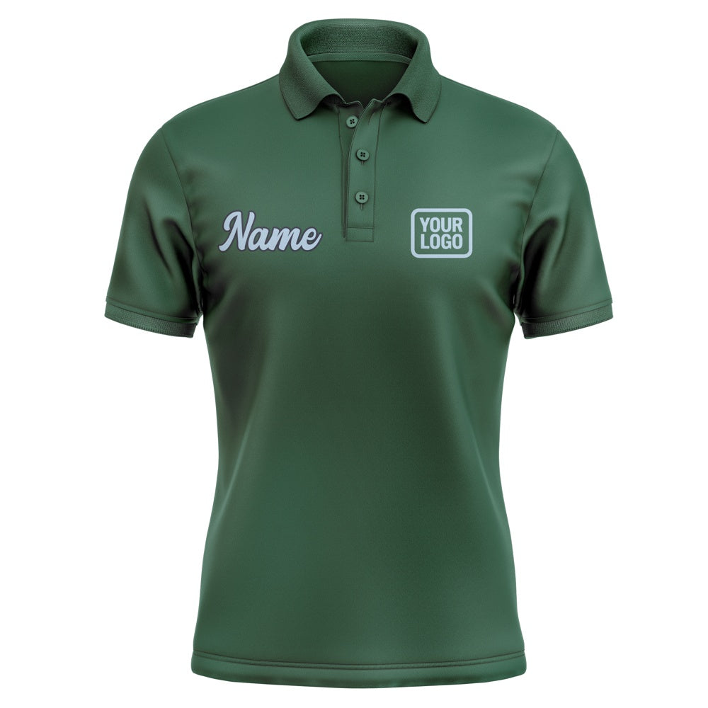 Custom Green Light Blue Short-Sleeve Polo Shirt