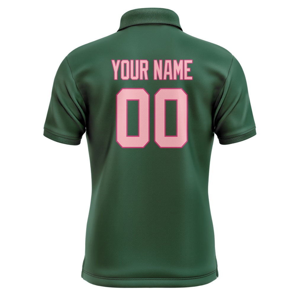 Custom Green Light Pink Short-Sleeve Polo Shirt