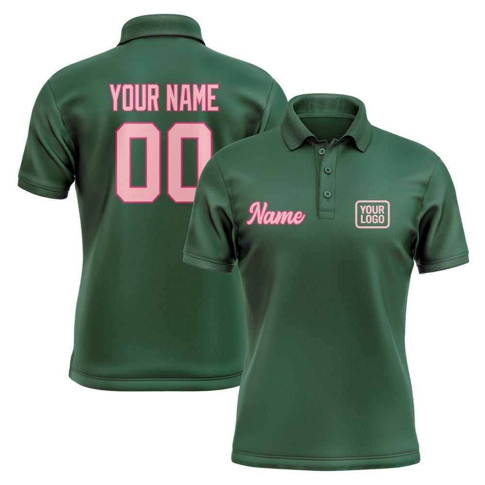 Custom Green Light Pink Short-Sleeve Polo Shirt