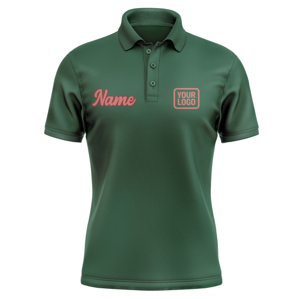 Custom Green Copper Rose Short-Sleeve Polo Shirt