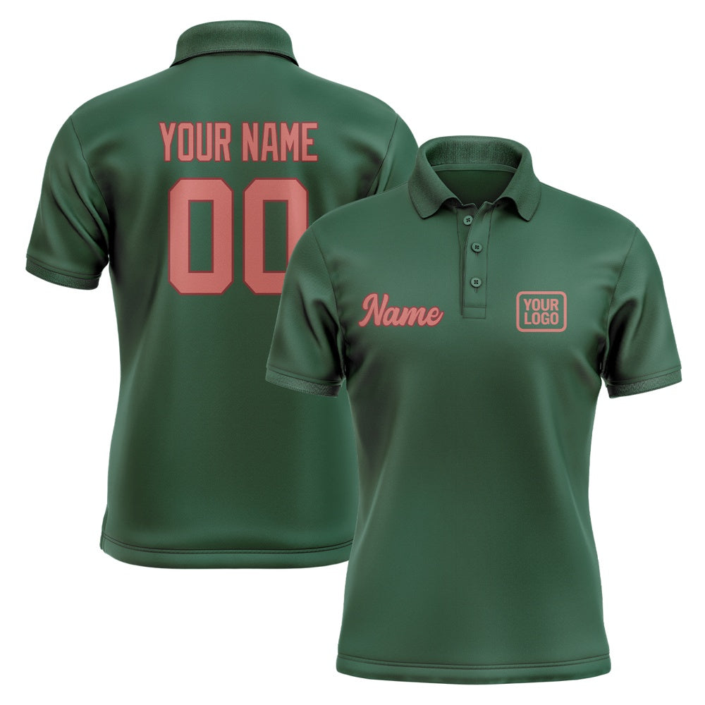 Custom Green Copper Rose Short-Sleeve Polo Shirt