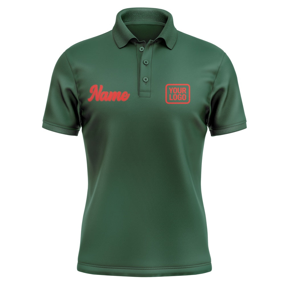 Custom Green Orange Red Short-Sleeve Polo Shirt