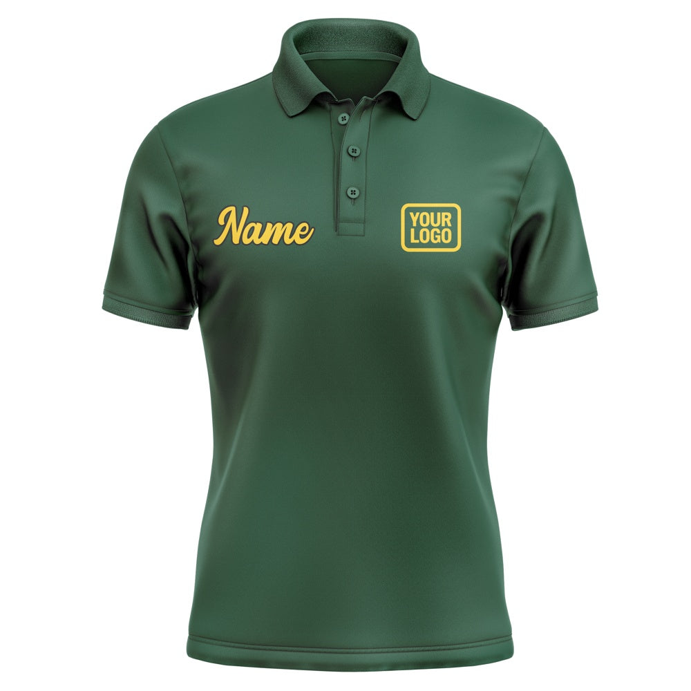 Custom Green Gold Short-Sleeve Polo Shirt