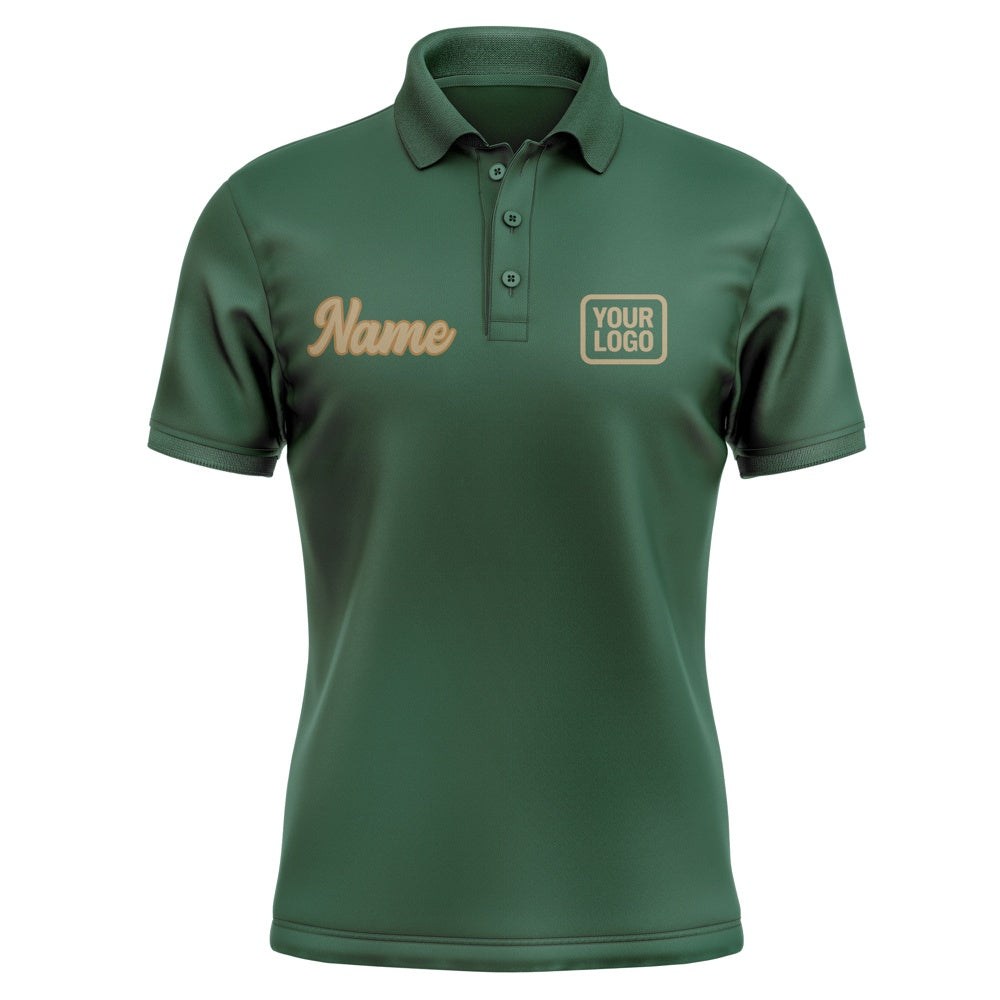 Custom Green Light Khaki Short-Sleeve Polo Shirt