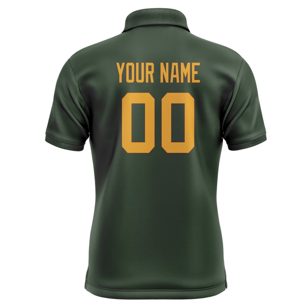 Custom Dark Green Yellow Short-Sleeve Polo Shirt