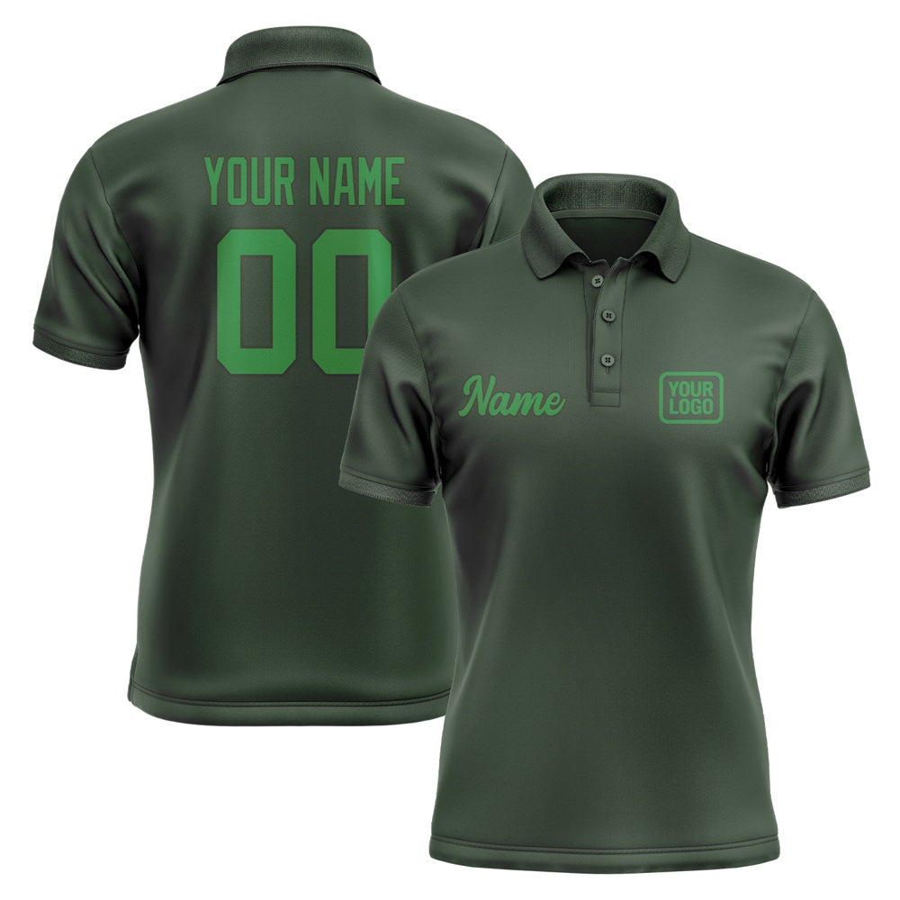 Custom Dark Green Emerald Green Short-Sleeve Polo Shirt