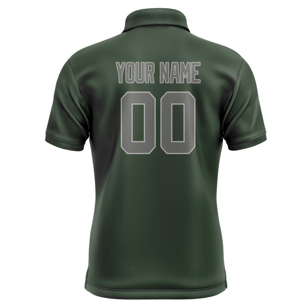 Custom Dark Green Dark Grey Short-Sleeve Polo Shirt