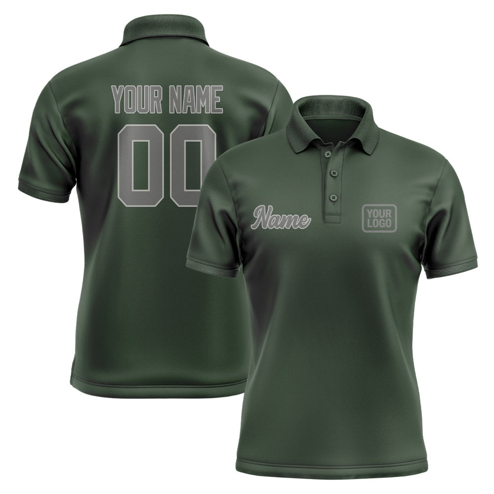Custom Dark Green Dark Grey Short-Sleeve Polo Shirt