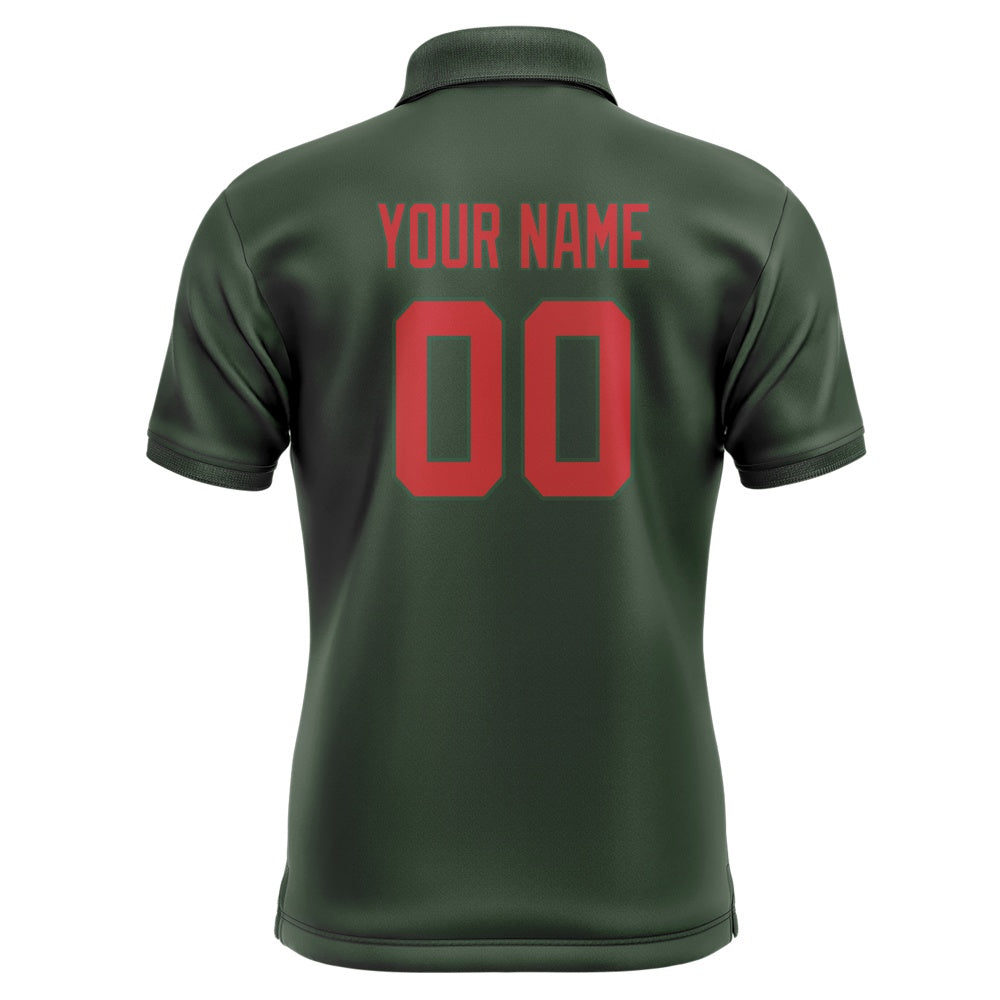 Custom Dark Green Red Short-Sleeve Polo Shirt