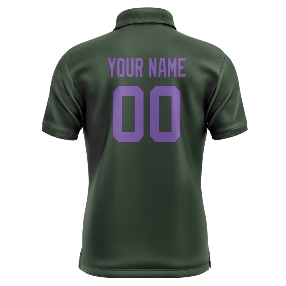 Custom Dark Green Light Purple Short-Sleeve Polo Shirt