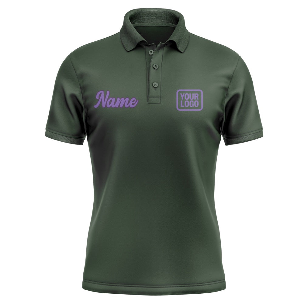 Custom Dark Green Light Purple Short-Sleeve Polo Shirt