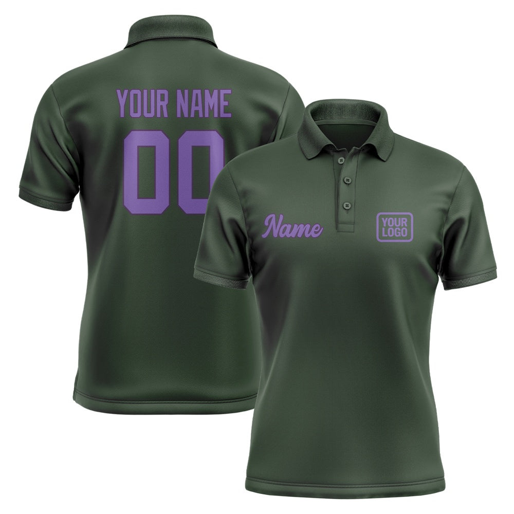 Custom Dark Green Light Purple Short-Sleeve Polo Shirt