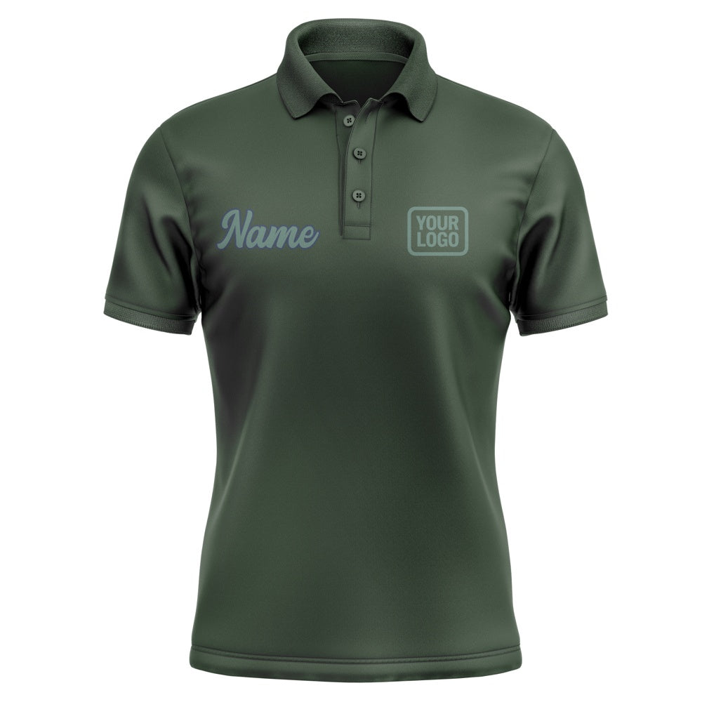 Custom Dark Green Blue Green Short-Sleeve Polo Shirt