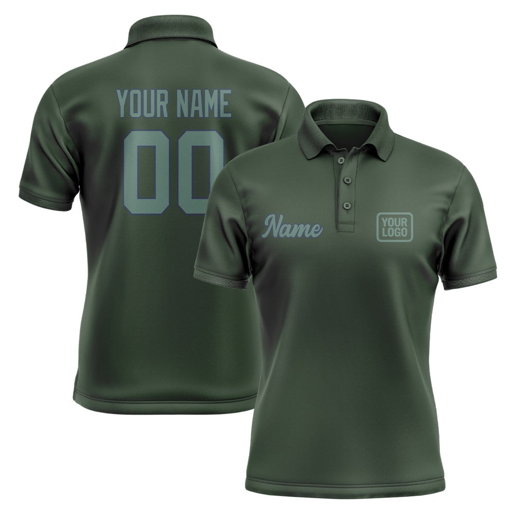 Custom Dark Green Blue Green Short-Sleeve Polo Shirt
