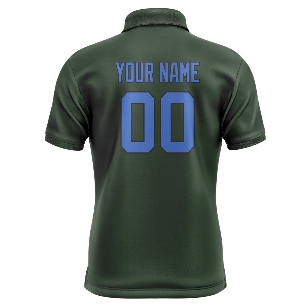 Custom Dark Green Sky Blue Short-Sleeve Polo Shirt