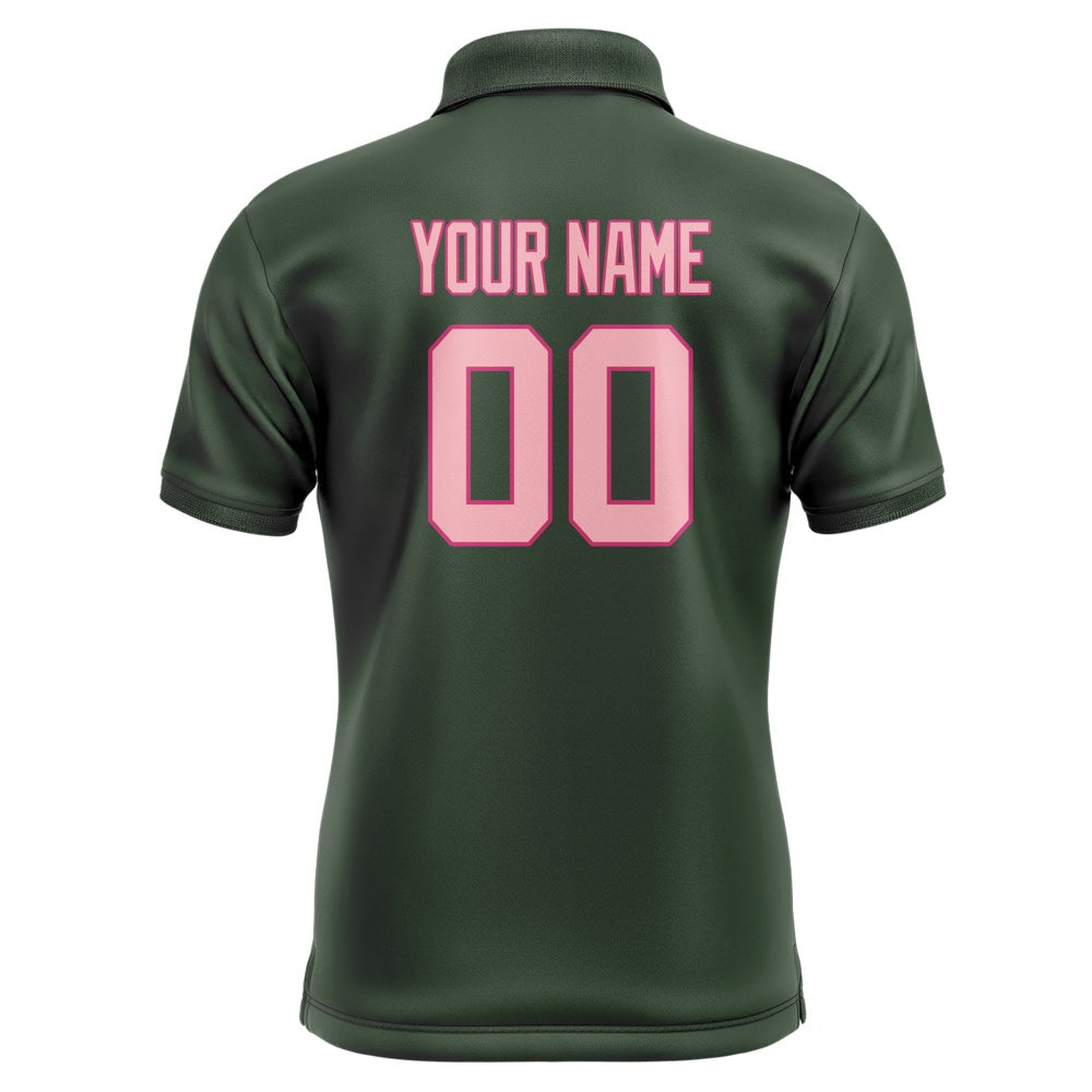 Custom Dark Green Light Pink Short-Sleeve Polo Shirt