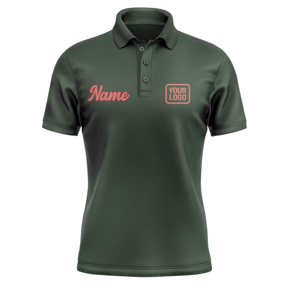 Custom Dark Green Copper Rose Short-Sleeve Polo Shirt