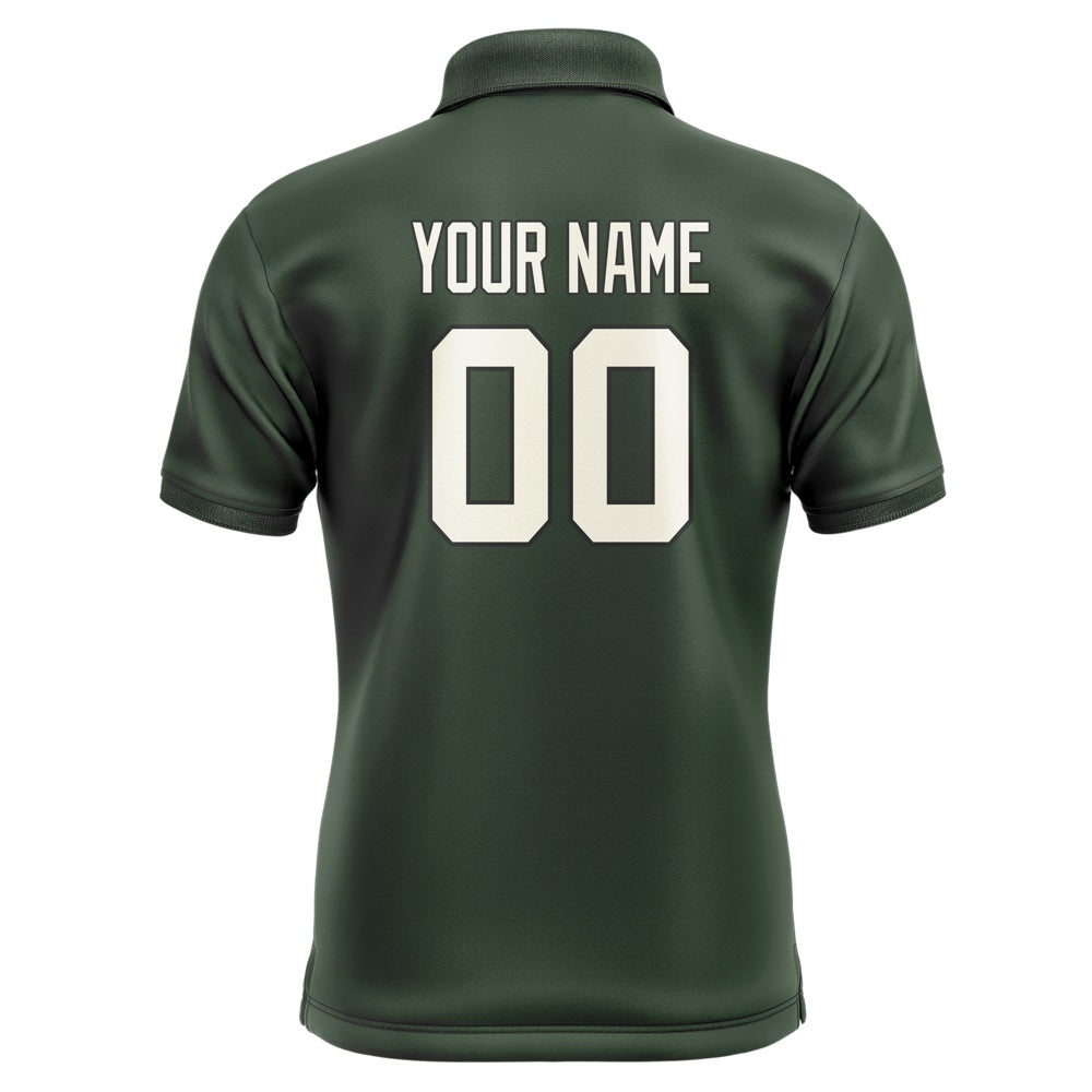 Custom Dark Green Cream Short-Sleeve Polo Shirt
