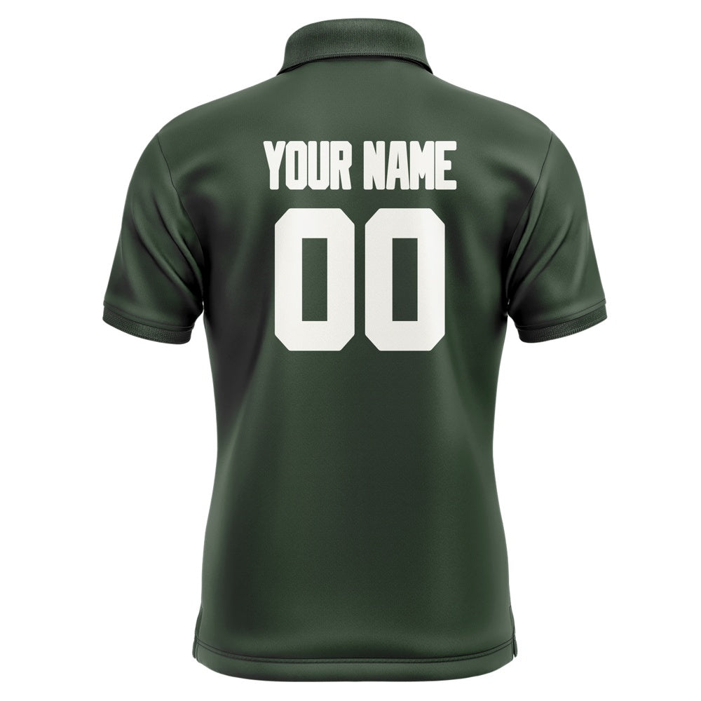 Custom Dark Green White Short-Sleeve Polo Shirt