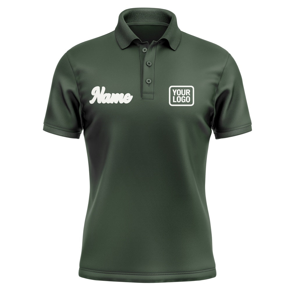 Custom Dark Green White Short-Sleeve Polo Shirt